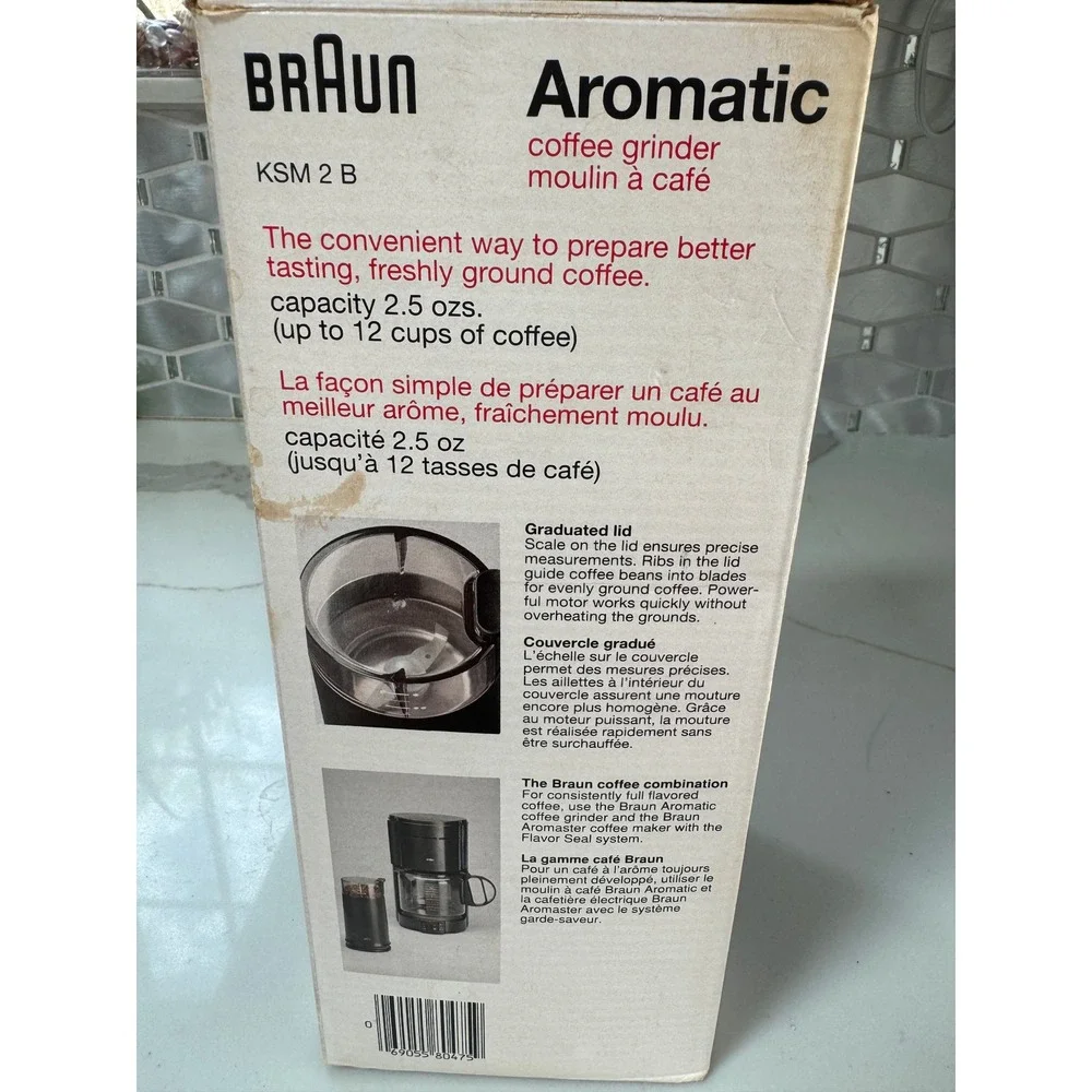 Vintage Braun Aromatic Coffee Grinder KSM2 Type 4041 Black Electric Blade Mill